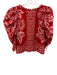 Farm Size XS Pink & Red Cotton Long Sleeve Floral Applique Button Back Top Pink & Red / XS