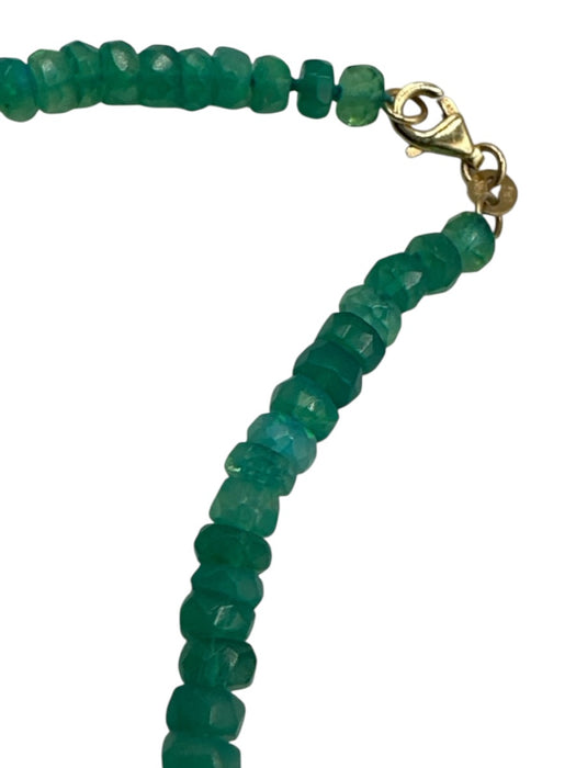 Baby Gold Teal Green Paraiba Opal 14K Gold Stone Beads Lobster Clasp Necklace Teal Green