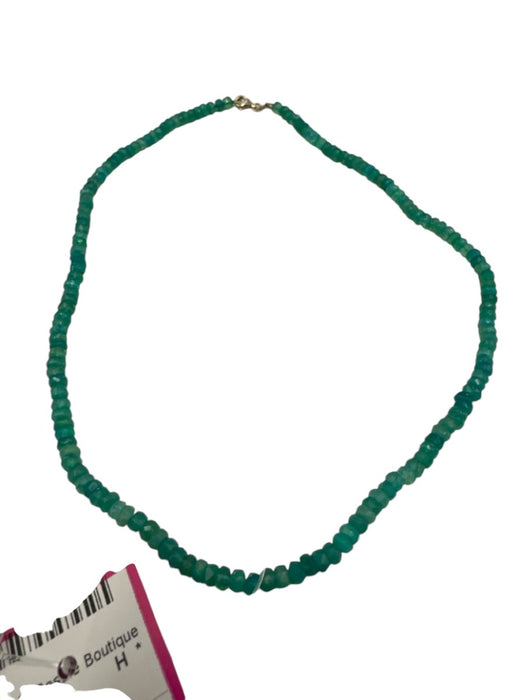 Baby Gold Teal Green Paraiba Opal 14K Gold Stone Beads Lobster Clasp Necklace Teal Green