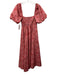Hill House Size XS Pink, Red & Brown Cotton Floral Short Puff Sleeve Dress Pink, Red & Brown / XS