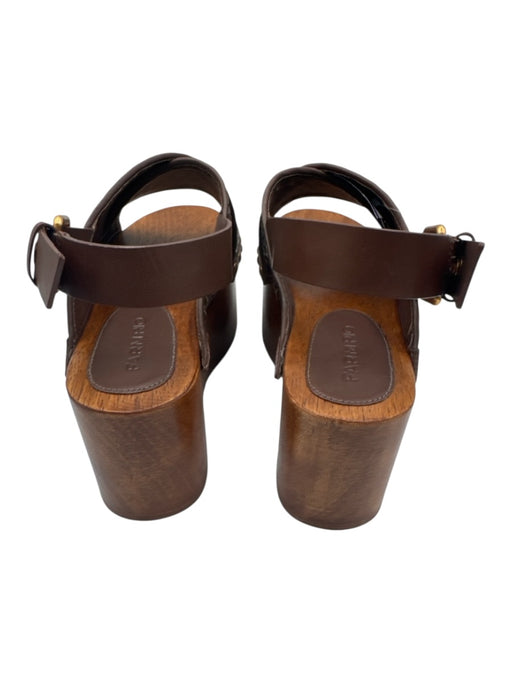 Farm Rio Shoe Size 8.5 Brown Wood & Leather Woven Platform Open Toe Sandals Brown / 8.5