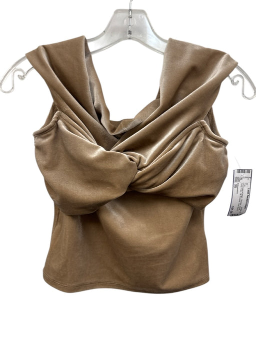 Reformation Size XS Champagne Beige Polyester Velvet Twist Front Cap Sleeve Top Champagne Beige / XS