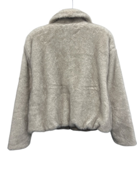 Z Supply Size S Cream & Gray Polyester Faux Fur Collar Zip Jacket Cream & Gray / S