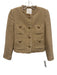 Mango Size XS Tan Beige Polyester Blend Tweed Fringe Trim Jeweled Buttons Jacket Tan Beige / XS