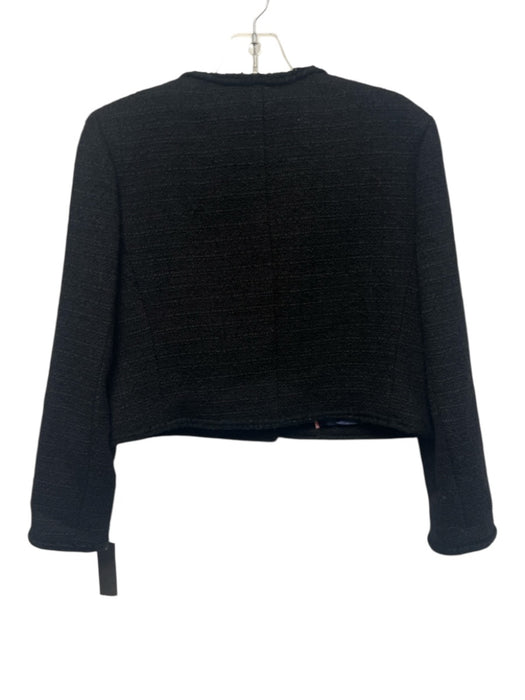 J. Crew Size 2 Black Wool Blend Tweed Concealed buttons Collarless Jacket Black / 2