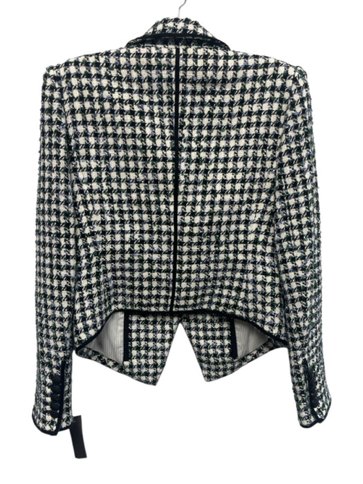 Veronica Beard Size 2 black, white, blue, green Cotton Blend Tweed Blazer Jacket black, white, blue, green / 2
