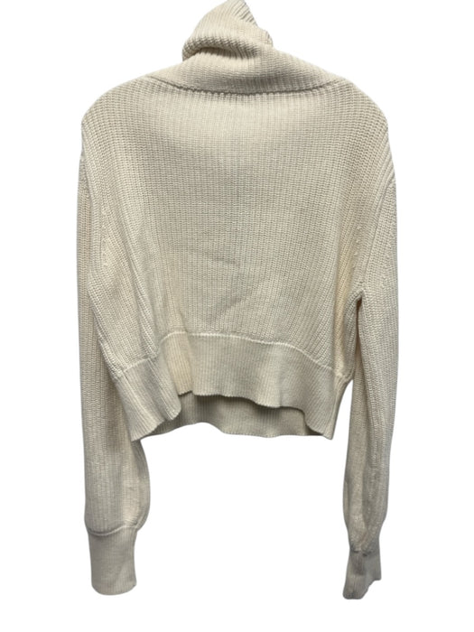 Varley Size XS Cream Cotton Turtleneck Half Zip Sweater Cream / XS