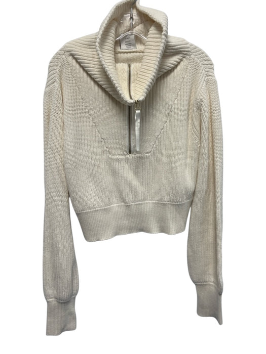 Varley Size XS Cream Cotton Turtleneck Half Zip Sweater Cream / XS