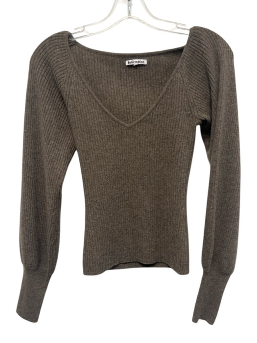 Reformation Size XS Taupe Brown Cashmere Ribbed Knit Scoop Neck Sweater Taupe Brown / XS