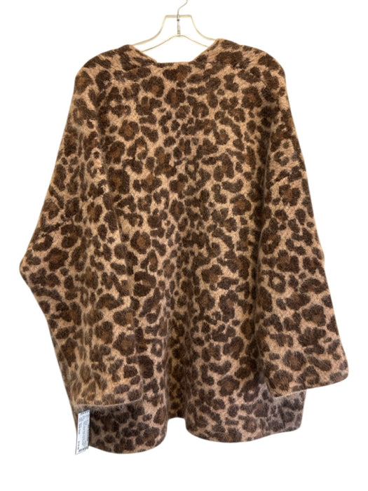 Sezane Size One Size Brown Mohair Blend Oversize Leopard Front Pockets Jacket Brown / One Size