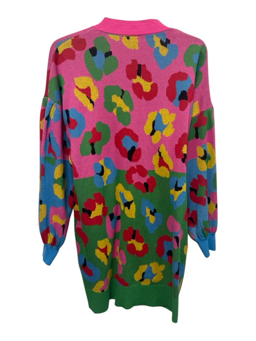 Farm Rio Size XS Pink, Green, Multi Cotton Knit abstract flowers V Neck Cardigan Pink, Green, Multi / XS