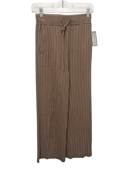 Varley Size S Taupe Brown Viscose Blend Ribbed Knit Drawstring Waist Pants Taupe Brown / S