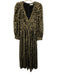 Rhode Size 2 Black & Gold Silk Blend Foil Animal Print V Neck Midi Dress Black & Gold / 2