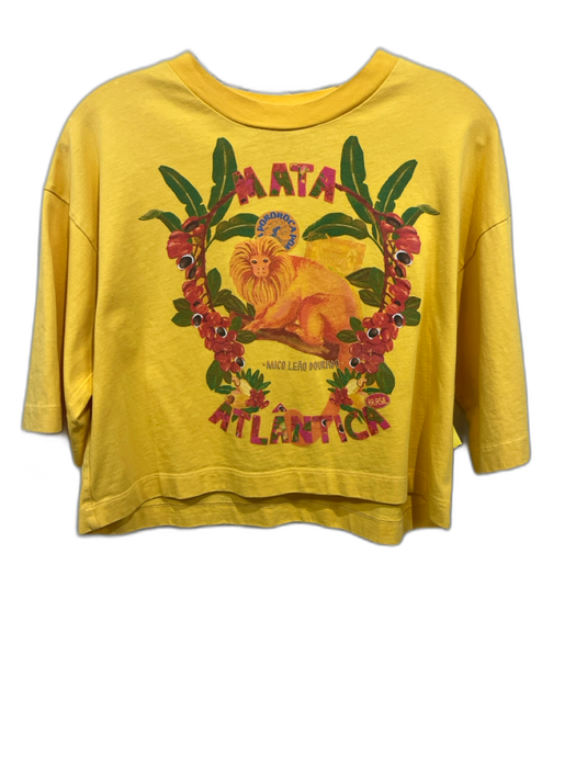 Farm Rio Size XS Yellow, green, & pink Cotton Monkey Short Sleeve Boxy Top Yellow, green, & pink / XS