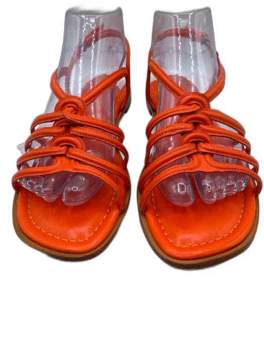 Schutz Shoe Size 8.5 Orange leather sole Strappy Cage Slingback Sandals Orange / 8.5