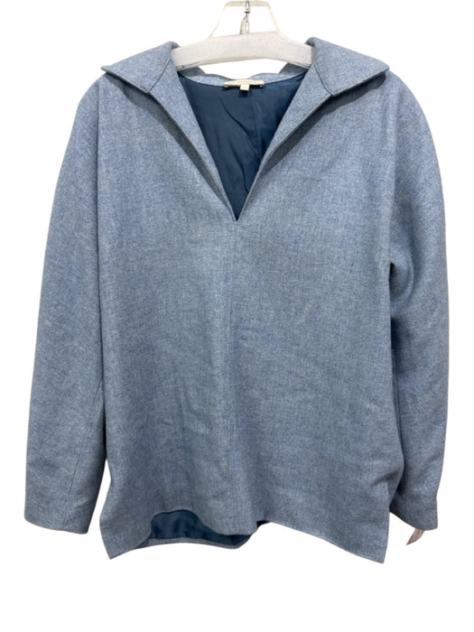 Ann Mashburn Size S Light Blue Wool Blend V Neck Heathered Lined Long Sleeve Top Light Blue / S