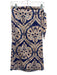 Christian Siriano Size Est S/M Beige & Blue Linen & Rayon Wrap Tie Detail Skirt Beige & Blue / Est S/M