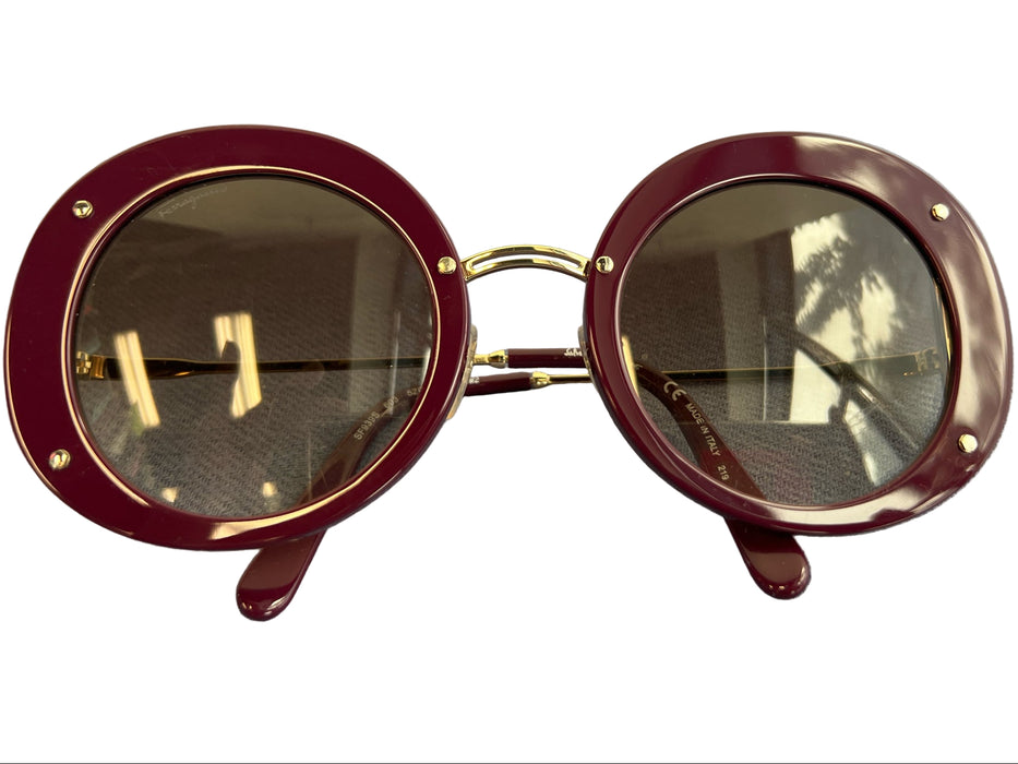 Salvatore Ferragamo Metal & Plastic Goldtone Round No Clasp Sunglasses