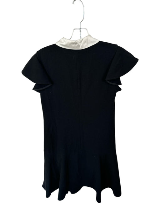 Rebecca Taylor Size 2 Black & White Triacetate Cap Sleeve Birds Collar Dress Black & White / 2
