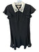 Rebecca Taylor Size 2 Black & White Triacetate Cap Sleeve Birds Collar Dress Black & White / 2