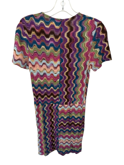 Missoni Size 42 Multi Short Sleeve Chevron Knit Dress Multi / 42