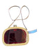SERPUI Tan & Red Wicker PVC Kiss Lock Crossbody Bag Tan & Red / S