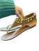 Tory Burch Shoe Size 8M Tan & Gold Leather Studded Thong Back Zip Sandals Tan & Gold / 8M