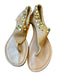 Tory Burch Shoe Size 8M Tan & Gold Leather Studded Thong Back Zip Sandals Tan & Gold / 8M