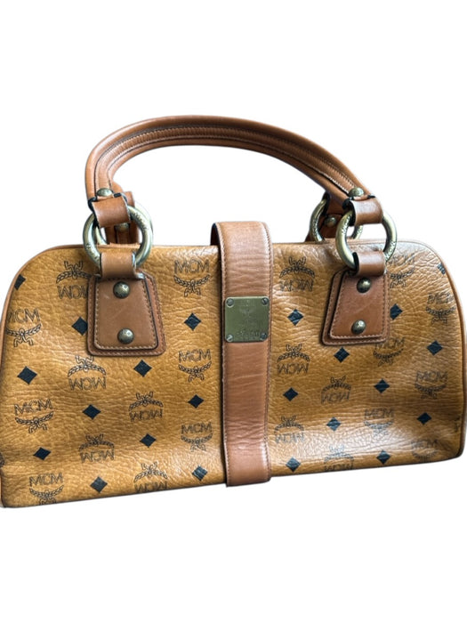 MCM Brown & Black Coated Canvas Top Handles Logo Outer Pockets Bag Brown & Black / M