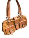 MCM Brown & Black Coated Canvas Top Handles Logo Outer Pockets Bag Brown & Black / M