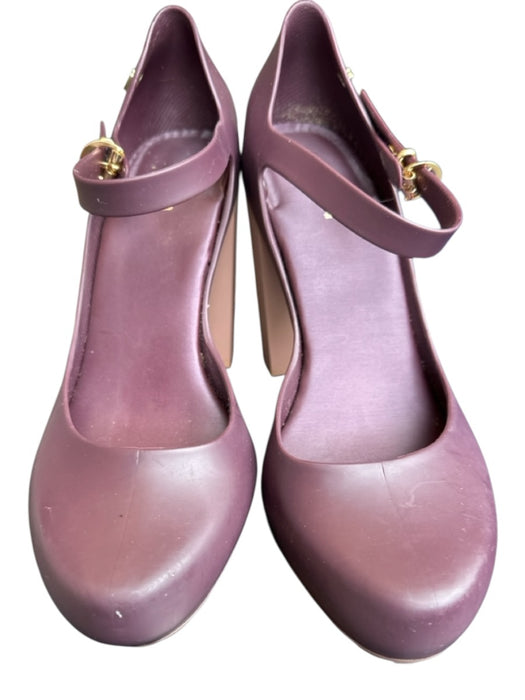 Melissa Shoe Size 8 Maroon & Pink Rubber Block Heel Ankle Strap Pumps Maroon & Pink / 8