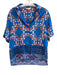 Sandro Size Est M Blue, Orange & Multi Viscose Blend Floral Short Sleeve Top Blue, Orange & Multi / Est M