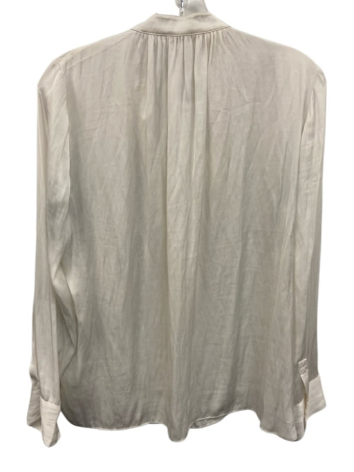 Zadig & Voltaire Size S White Polyester Satin Long Sleeve V Neck Top White / S