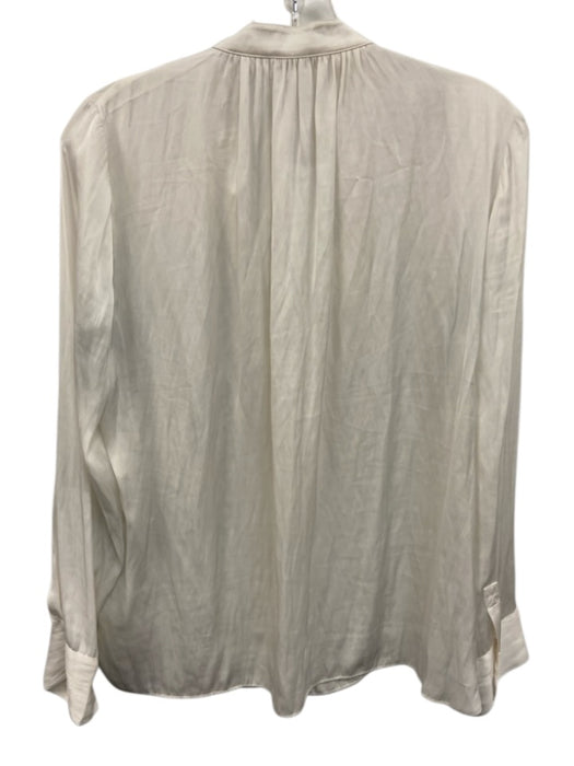 Zadig & Voltaire Size S White Polyester Satin Long Sleeve V Neck Top White / S