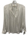 Zadig & Voltaire Size S White Polyester Satin Long Sleeve V Neck Top White / S