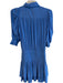 Ramy Brook Size M Blue Polyester Collared Short Sleeve Half Button Dress Blue / M