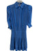 Ramy Brook Size M Blue Polyester Collared Short Sleeve Half Button Dress Blue / M