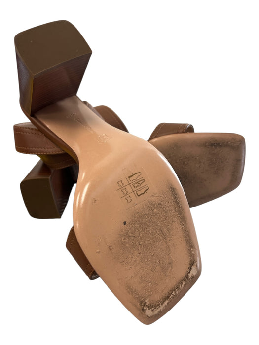 Gianvito Rossi Shoe Size 38.5 Brown Leather Open Square Toe Ankle Strap Shoes Brown / 38.5