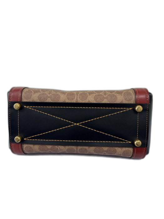 Coach Black, Brown, Beige Leather Monogram Turn Lock Closure 2 Handles Bag Black, Brown, Beige / M