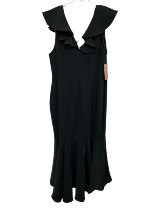 Sachin & Babi Size 14 Black Polyester Ruffle Cap Sleeve V Neck Mermaid Hem Dress Black / 14