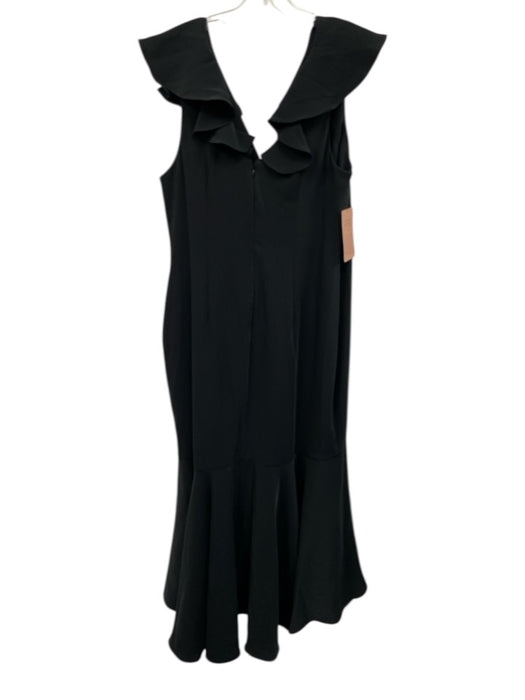 Sachin & Babi Size 14 Black Polyester Ruffle Cap Sleeve V Neck Mermaid Hem Dress Black / 14