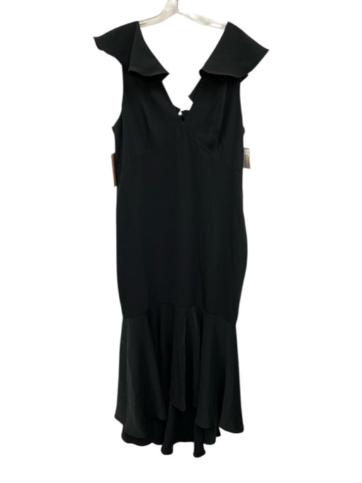Sachin & Babi Size 14 Black Polyester Ruffle Cap Sleeve V Neck Mermaid Hem Dress Black / 14