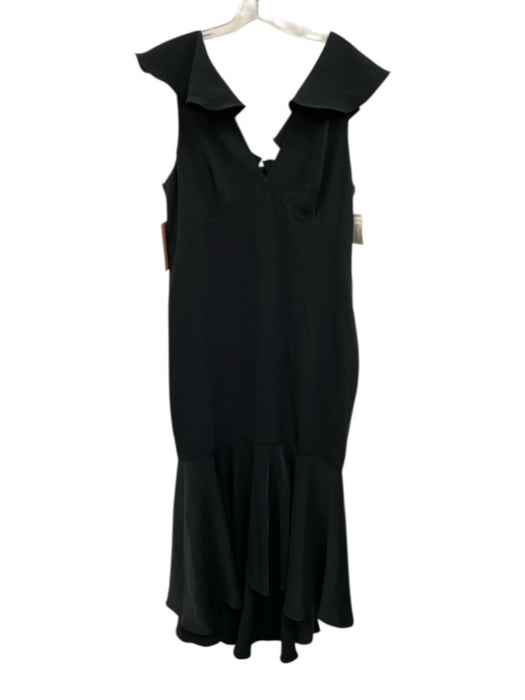 Sachin & Babi Size 14 Black Polyester Ruffle Cap Sleeve V Neck Mermaid Hem Dress Black / 14