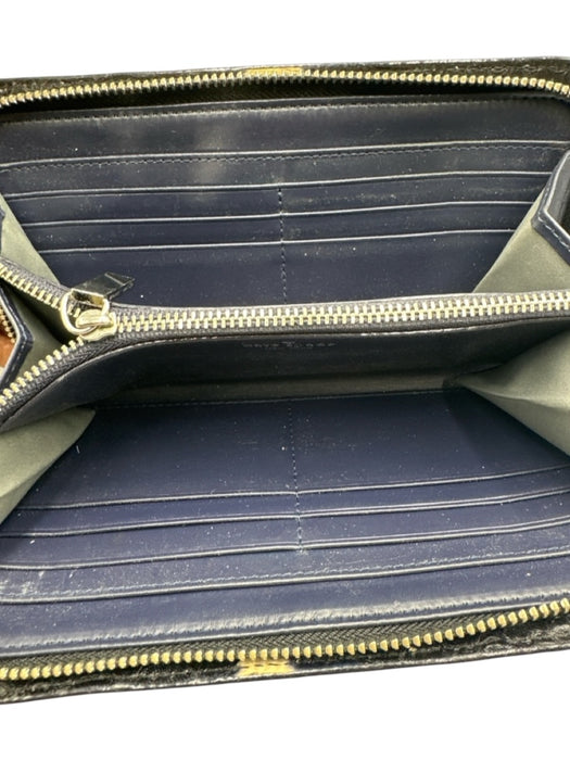 Kate Spade Black & Beige Leather Snake Embossed Zip Close Continental Wallets Black & Beige