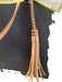 Consuela Black & Beige Coated Canvas Glitter Leather Handle Open Top Tote Bag Black & Beige