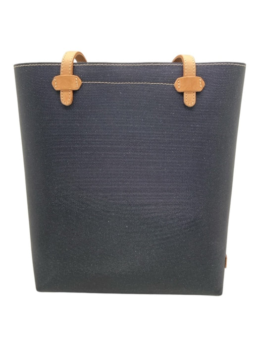 Consuela Black & Beige Coated Canvas Glitter Leather Handle Open Top Tote Bag Black & Beige