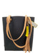 Consuela Black & Beige Coated Canvas Glitter Leather Handle Open Top Tote Bag Black & Beige