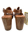 Bed Stu Shoe Size 9 Tan Brown Leather Upper Ankle Buckle Peep Toe Platform Clogs Tan Brown / 9