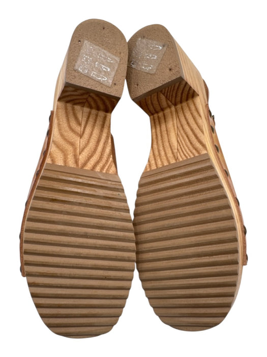 Bed Stu Shoe Size 9 Tan Brown Leather Upper Ankle Buckle Peep Toe Platform Clogs Tan Brown / 9