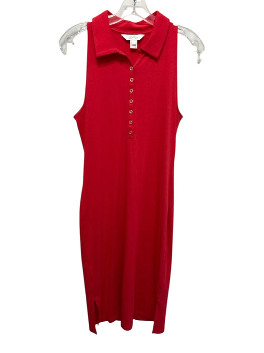 Lilly Pulitzer Size S Red Cotton Blend Sleeveless Collared Quarter Button Dress Red / S